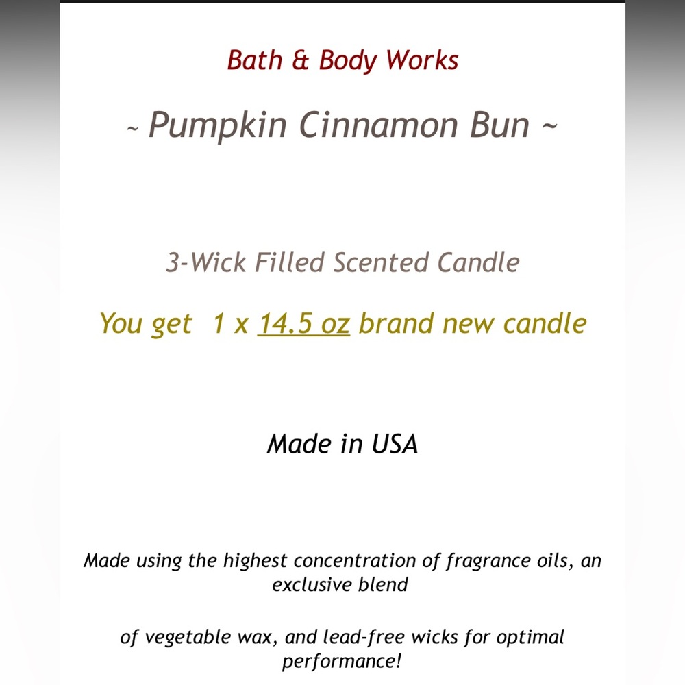 Bath & Body Works Pumpkin Cinnamon Bun Soy Wax Blended Candle - Yellow - Picture 2 of 4